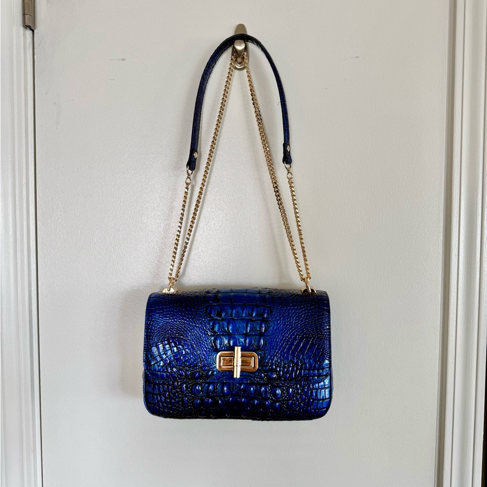 Brahmin Chain Shoulder/Crossbody Blue Bag - Picture 1 of 5